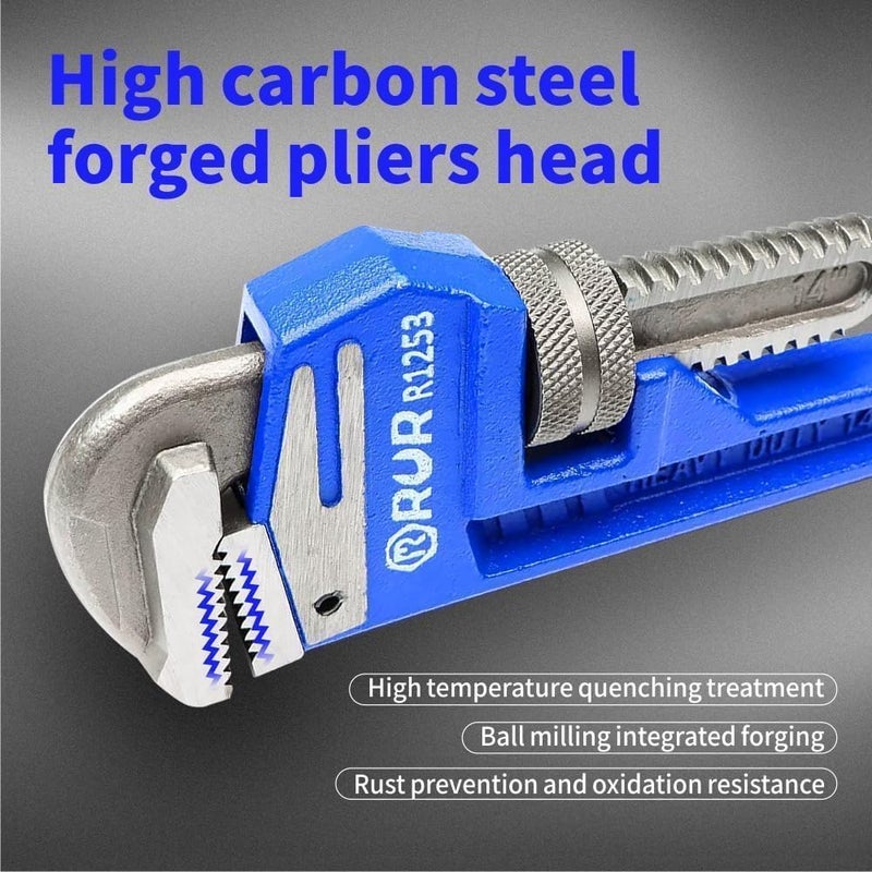 vomex 14-Inch Straight Pipe Wrench – Heavy Duty,Adjustable Plumbing Tool with Malleable Cast Iron Handle, Exceeds GGG Standard for Durability & Grip - Image 2
